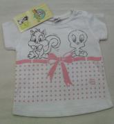 T-Shirt Titty Looney Tunes Neonata Bimba Bianco Rosa con fiocco Art 53