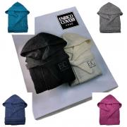 Accappatoio Enrico Coveri in Spugna di Cotone Idrofilo al 80% e Poliestere al 20% Unisex con Cappuccio e Ricamo