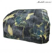 Trapunta Matrimoniale Mirabello Golden Flowers Blu in Raso di Cotone