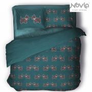 Parure Copripiumino Matrimoniale Puro Cotone Novia Disegno kris Teal