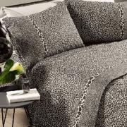 Lenzuola Caleffi Matrimoniale Leopard Grigio Puro Cotone Completo