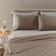 Completo Lenzuola In Cotone Vita Double Matrimoniale Tortora Primanatura