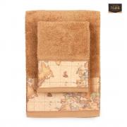 Asciugamano Con Ospite Alviero Martini Prima Classe Geo Classic Tortora