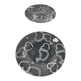 Set Piatti Porcellana 12 Pezzi DGBavaria Glamour Cuori Grigio