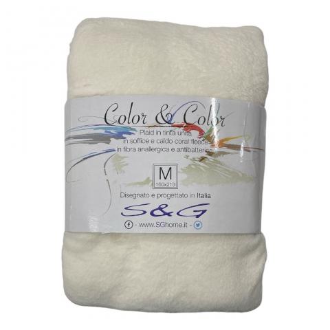 Plaid Tinta Unita Pail Singolo Super Soft Bianco