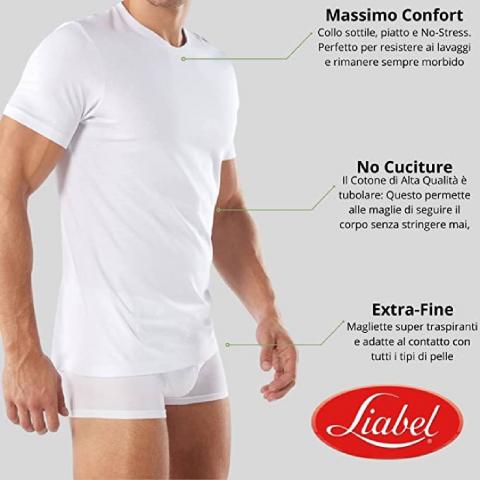 T-Shirt Uomo Liabel 3828 1023 Girocollo Puro Cotone  Mezza Manica
