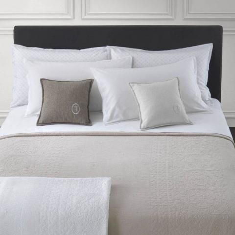 Copriletto Trussardi Matrimoniale Mix Boutis Puro Cotone Jaqurd Beige