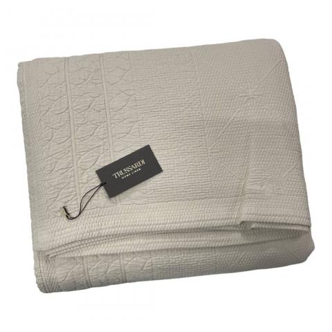 Copriletto Trussardi Matrimoniale Mix Boutis Puro Cotone Jaqurd Beige