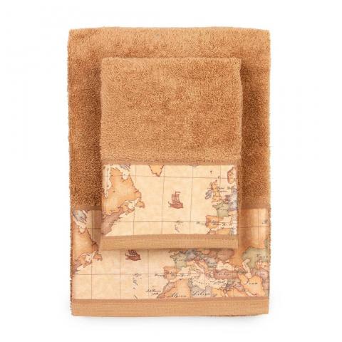 Asciugamano Con Ospite Alviero Martini Prima Classe Geo Classic Tortora