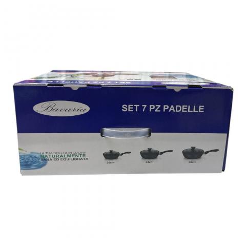 Set Padelle 7 Pezzi Rivestimento In Pietra Con Coperchi Antiaderente