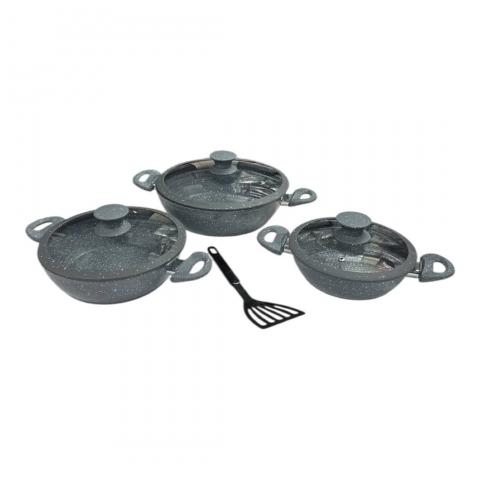 Set Tegami 7 Pezzi Rivestimento In Pietra Con Coperchi Antiaderente