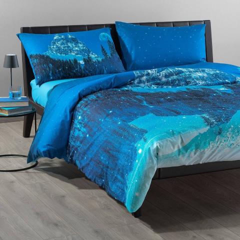 Copripiumino Matrimoniale Caleffi Snow Blue Night Completo