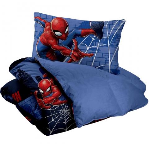 Parure Copripiumino Singola Disney Spider Man Uomo Ragno Puro Cotone
