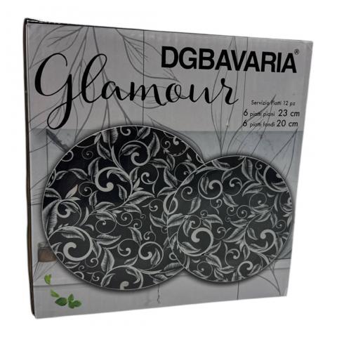 Set Piatti Porcellana 12 Pezzi DGBavaria Glamour Decor Foglie Marrone