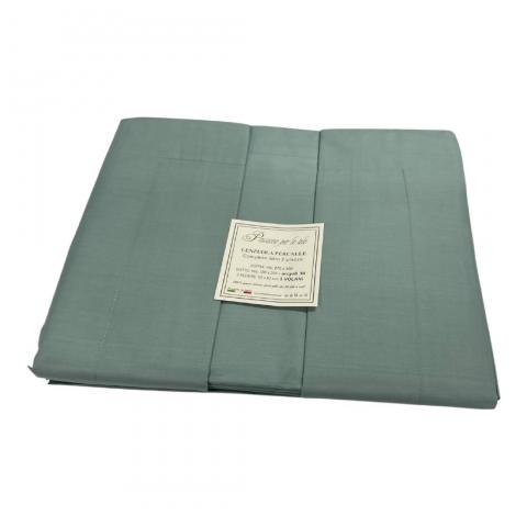Lenzuola Matrimoniale Percalle Tessier Elite Verde Made In Italia Angoli Cm 30