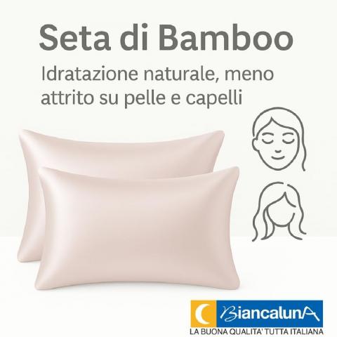 Coppia Federe in Seta di Bamboo CLARA Anticrespo Antirughe Ipoallergeniche Traspiranti Eleganti e Morbide  Made in Italy (ROSA)