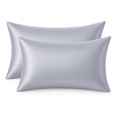 Coppia Federe in Seta di Bamboo CLARA Anticrespo Antirughe Ipoallergeniche Traspiranti Eleganti e Morbide  Made in Italy (GRIGIO)