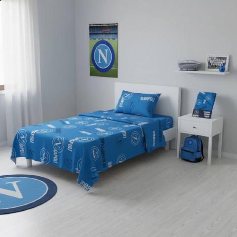 Lenzuola SSC Napoli Singolo Prodotto Ufficiale Puro Cotone Nuovo Disegno
