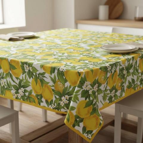 Tovaglia Antimacchia Da Tavola Fancy Cm 140 x 140 Limoni