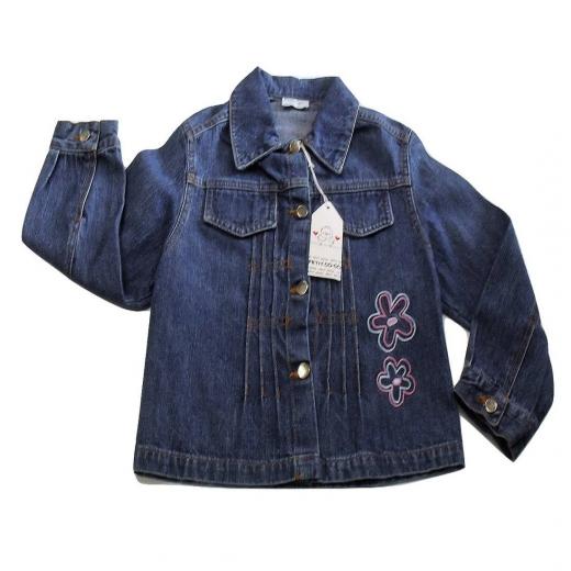 Giubbino jeans Petit Con Ricamo Bimba