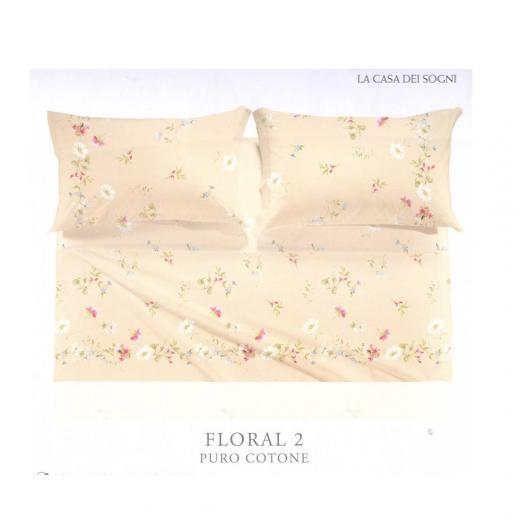 Lenzuola Caleffi Matrimoniale Floral 2 Puro Cotone Completo