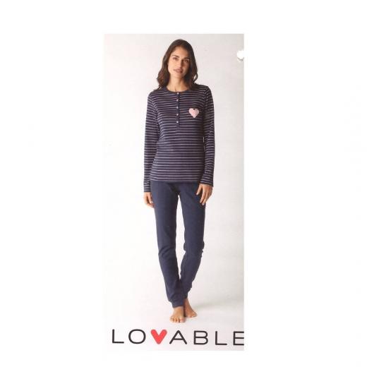 Pigiama Donna Lovable Interlock Caldo Cotone Serafino 09L0BLN