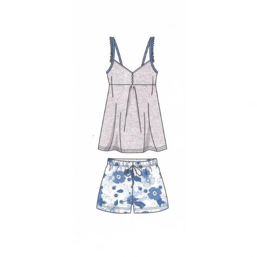 Pigiama Donna Lancetti Bretelline LSW00052 Puro Cotone