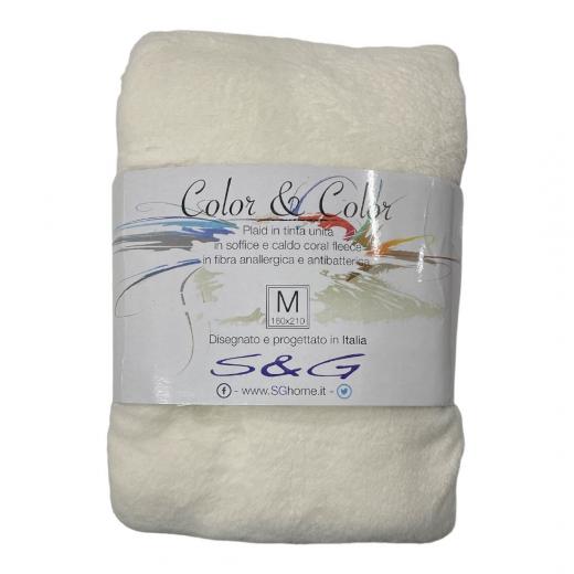 Plaid Tinta Unita Pail Singolo Super Soft Bianco