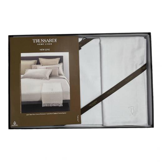 Lenzuola Trussardi Matrimoniale Raso Di Cotone New Line Ghiaccio
