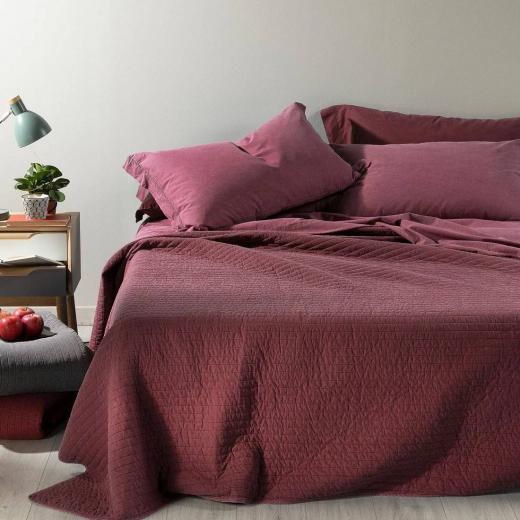 Trapuntino Singolo Caleffi Jeans Bordeaux In Percalle Primaverile