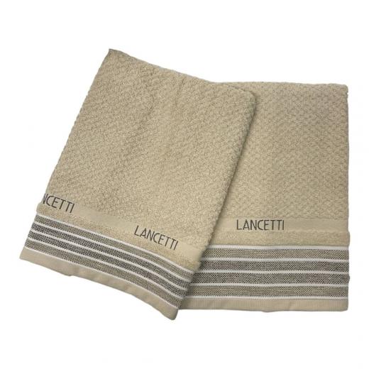 Asciugamano Con Ospite Lancetti  In Spugna Laquard Puro Cotone JFA23497