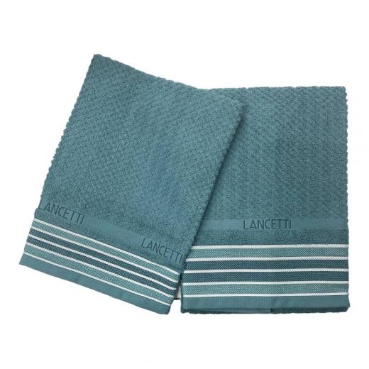 Asciugamano Con Ospite Lancetti  In Spugna Laquard Puro Cotone JFA23497