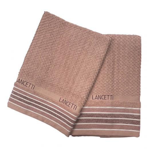 Asciugamano Con Ospite Lancetti  In Spugna Laquard Puro Cotone JFA23497