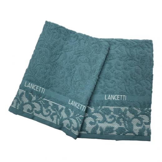 Asciugamano Con Ospite Lancetti  In Spugna Laquard Puro Cotone JFA24493