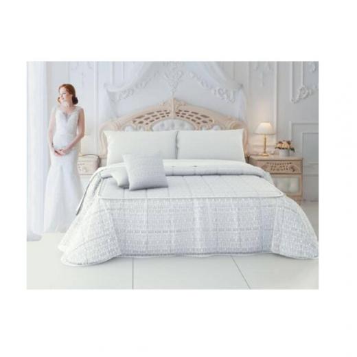Trapuntino Matrimoniale Copriletto Primavarile Coconuda Queen Con 2 Cuscini Panna