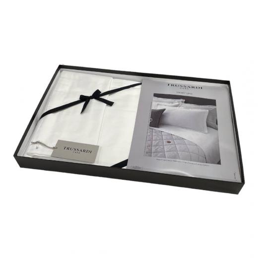 Lenzuola Trussardi Matrimoniale Raso Di Cotone Smart Line Bianco