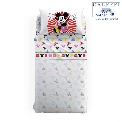 Lenzuola Topolino Disney Caleffi Singola Mickey Fantasy Puro Cotone