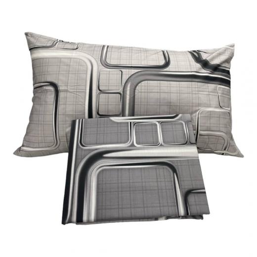 Copripiumino Parure Carrara Matrimoniale Asako Grey Percalle Puro Cotone