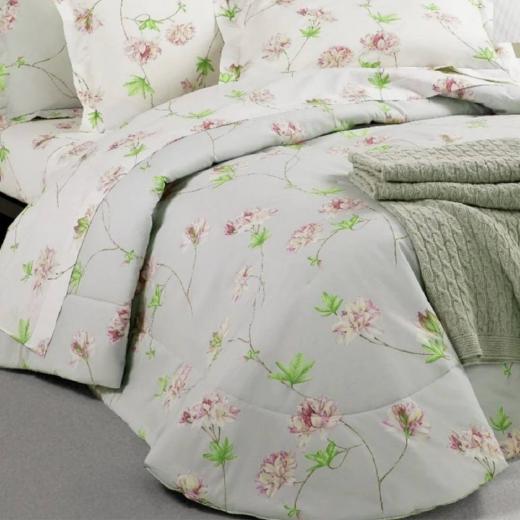 Trapunta Matrimoniale Mirabello Azalea in Percalle di Cotone Grigio/Rosa
