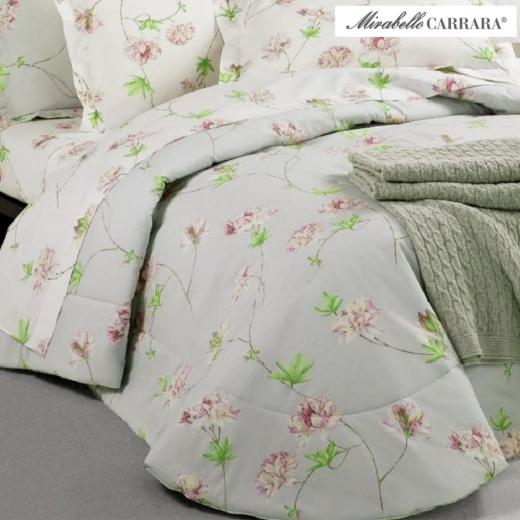 Trapunta Matrimoniale Mirabello Azalea in Percalle di Cotone Grigio/Rosa