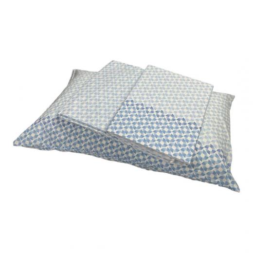 Lenzuola Caleffi Matrimoniale Pagoda Azzurro Puro Cotone Completo