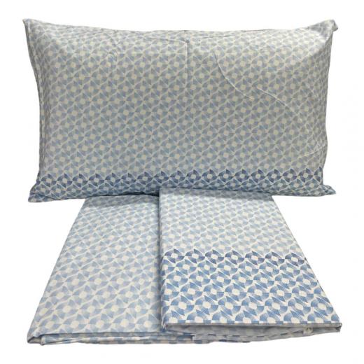 Lenzuola Caleffi Matrimoniale Pagoda Azzurro Puro Cotone Completo