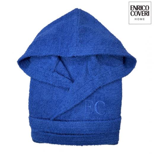 Accappatoio Enrico Coveri in Spugna di Cotone Idrofilo Taglia S/M Azzurro