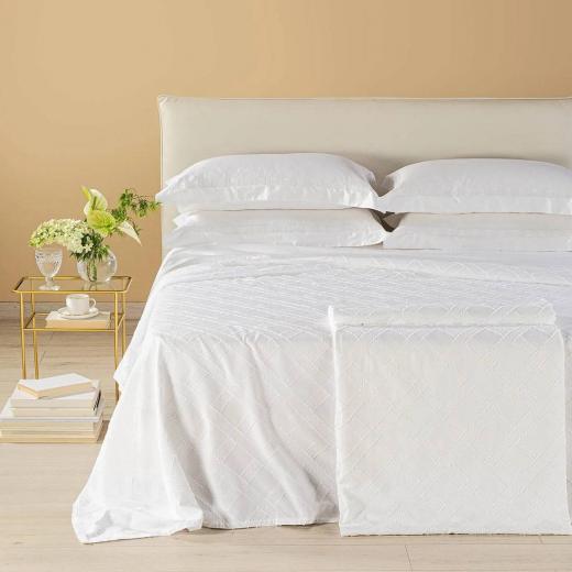 Copriletto Caleffi Matrimoniale Levante Puro Cotone Colore Bianco