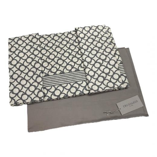 Lenzuola Trussardi Matrimoniale Raso Di Cotone Contemporary Grigio