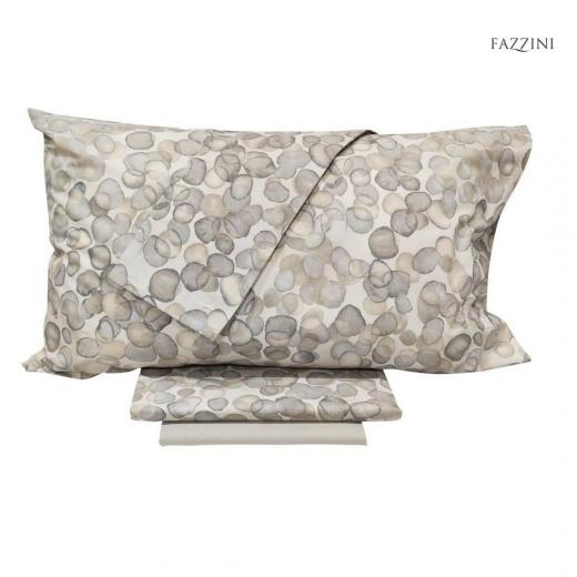 Lenzuola Fazzini Matrimoniale Puro Cotone Made in Italia Bolle Grigio