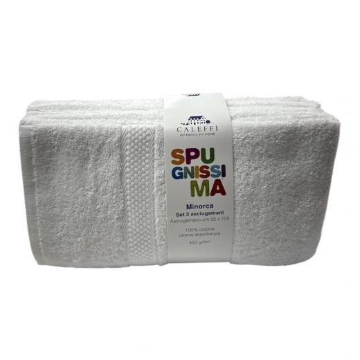 Asciugamano Caleffi In Cotone Minorca 3 Pezzi Bianco Spugnissima Da 450 Grammi