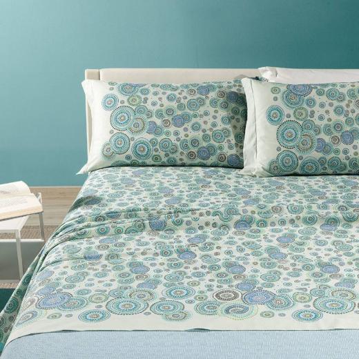 Lenzuola Caleffi Matrimoniale Dea Azzurro Puro Cotone Completo