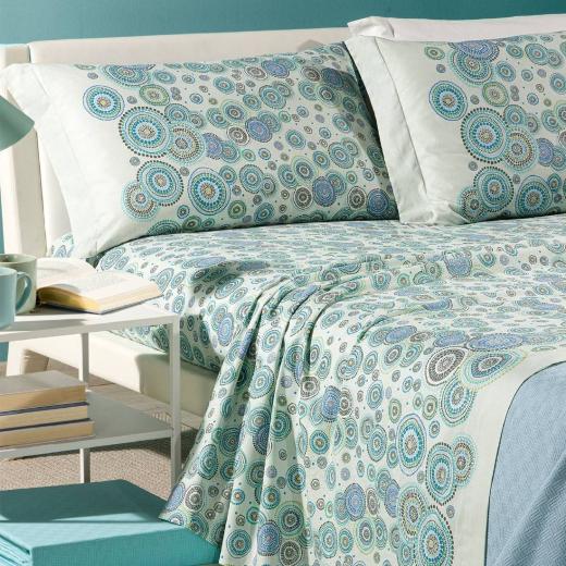 Lenzuola Caleffi Matrimoniale Dea Azzurro Puro Cotone Completo