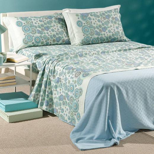 Lenzuola Caleffi Matrimoniale Dea Azzurro Puro Cotone Completo